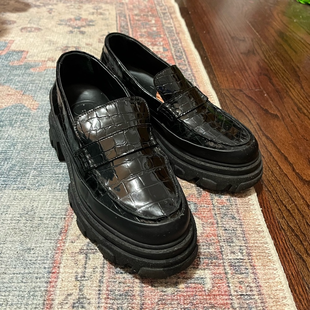 GANNI Belly Croc Chunky Loafers